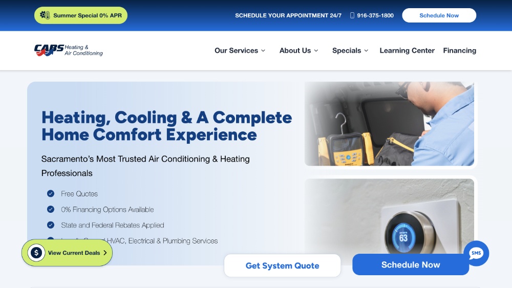 CABS HVAC Website screenshot