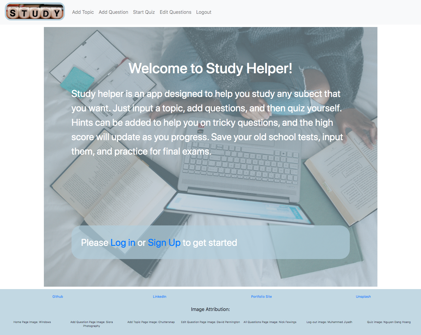 study helper app screenshot